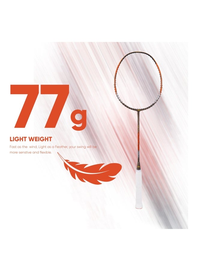 IGNITE 7 Carbon Graphite Unstrung Badminton Racquet, 77 Grams, 30 Lbs String Tension And Free Full Cover (Olive Grey/Orange)