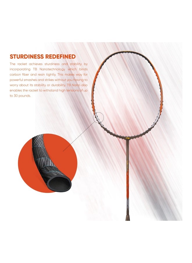 IGNITE 7 Carbon Graphite Unstrung Badminton Racquet, 77 Grams, 30 Lbs String Tension And Free Full Cover (Olive Grey/Orange)