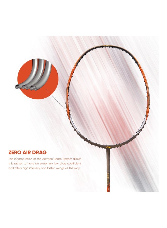 IGNITE 7 Carbon Graphite Unstrung Badminton Racquet, 77 Grams, 30 Lbs String Tension And Free Full Cover (Olive Grey/Orange)