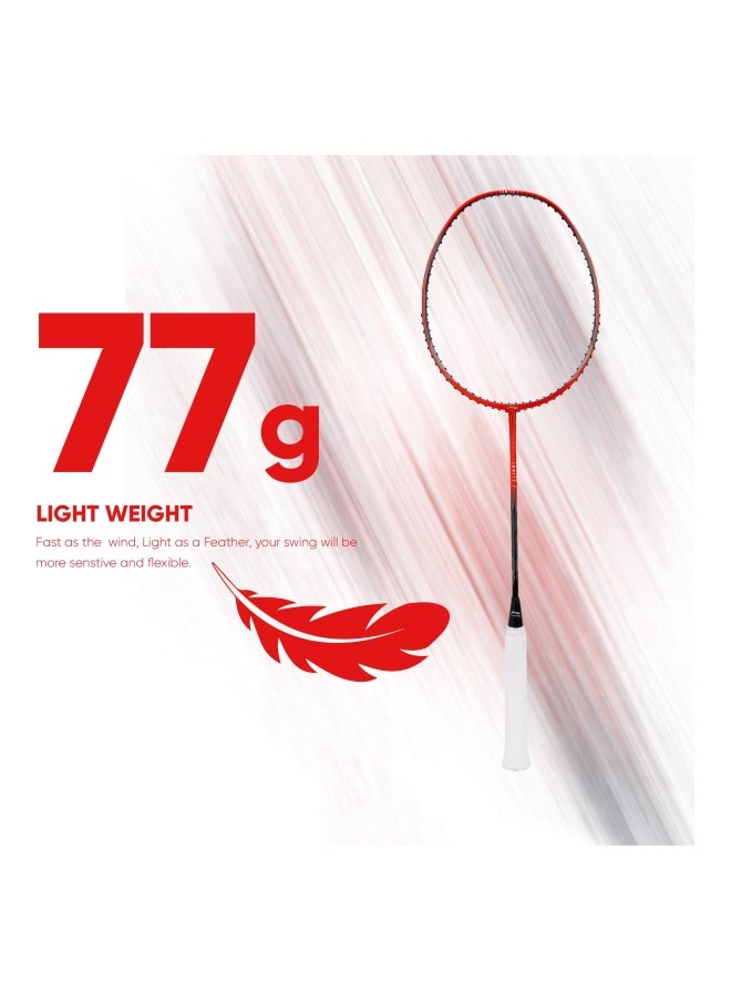 IGNITE 7 Carbon Graphite Unstrung Badminton Racquet, 77 Grams, 30 Lbs String Tension And Free Full Cover (Dark Grey/Red)