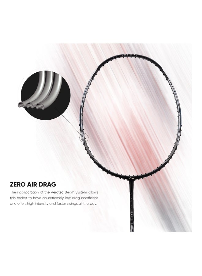 IGNITE 7 Carbon Graphite Unstrung Badminton Racquet, 77 Grams, 30 Lbs String Tension And Free Full Cover (Black/Silver)