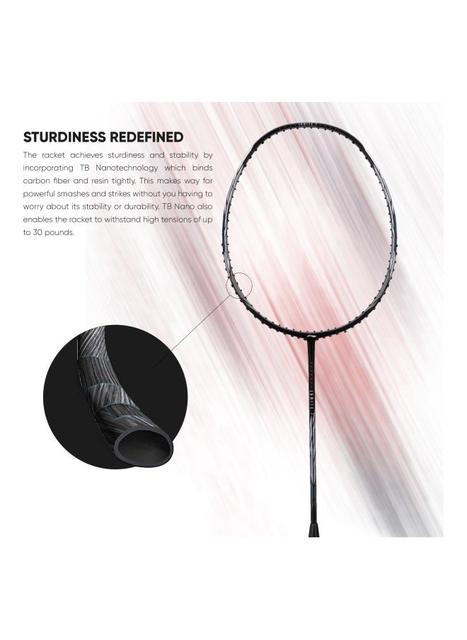 IGNITE 7 Carbon Graphite Unstrung Badminton Racquet, 77 Grams, 30 Lbs String Tension And Free Full Cover (Black/Silver)