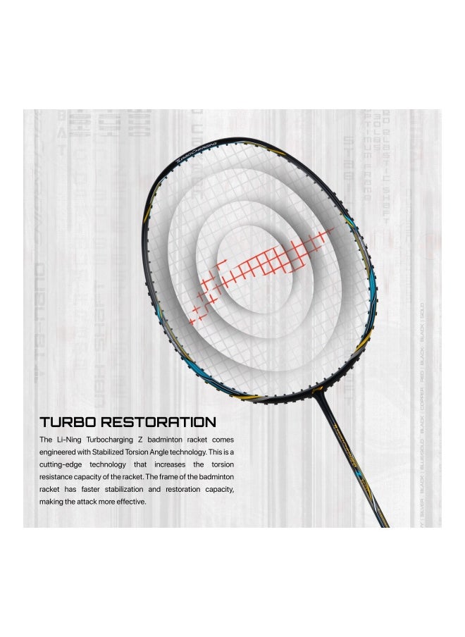 Li-Ning Turbo Charging Z Boost Carbon Fibre Racket Unstrung with Free Full Cover Black/Blue/Gold