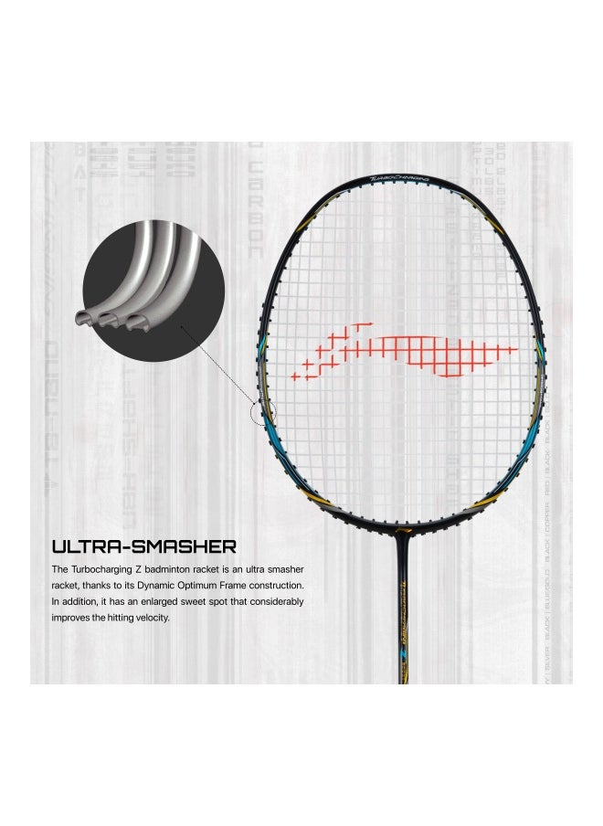 Li-Ning Turbo Charging Z Boost Carbon Fibre Racket Unstrung with Free Full Cover Black/Blue/Gold