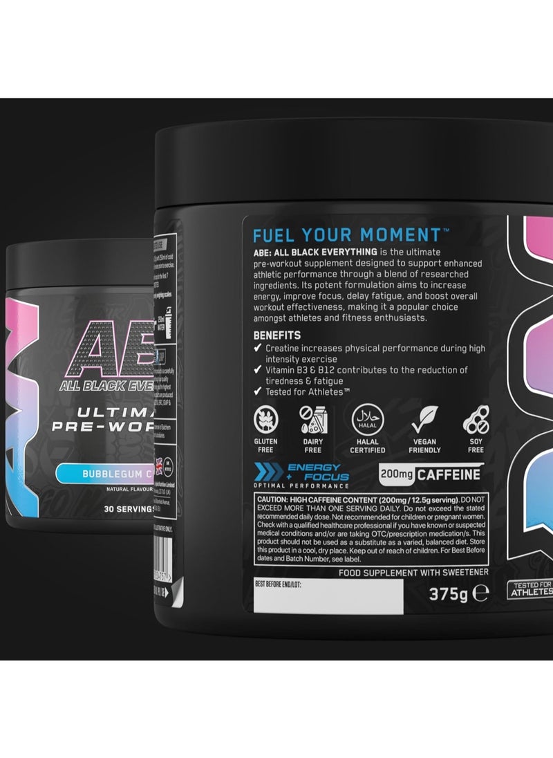 ABE Pre-Workout Supplement 30 Servings, Bubblegum, 375g