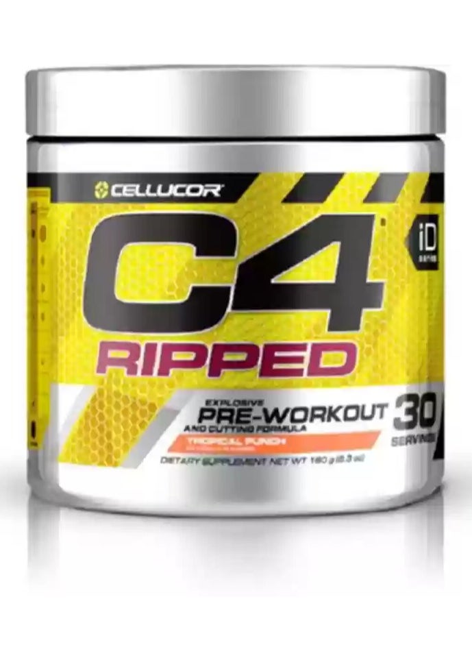 Cellucor C4 Ripped Pre-Workout Tropical Punch – Explosive Energy & Fat Burning – 30 Servings