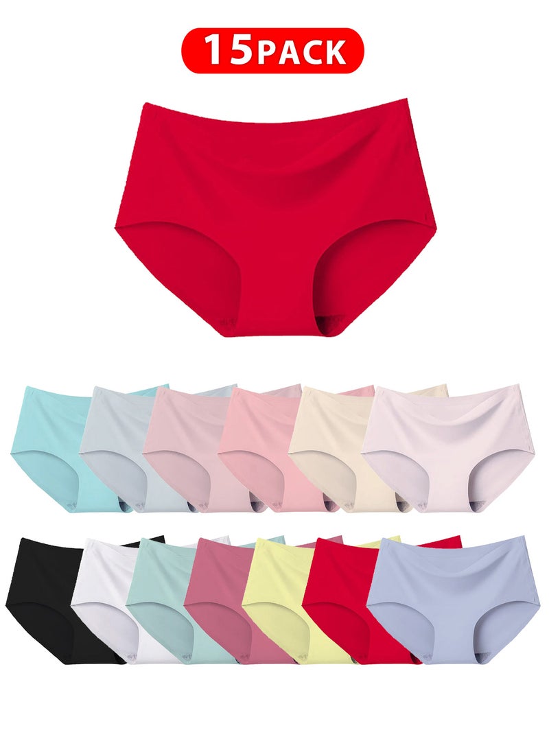 15 Packs, Women's XXL Size Underwear Silk Women Lingerie Seamless Women High Rise Underwear Multicolour/Size Guide: 155/80 (S) - 160/85 (M) -165/90 (L) -170/95 (XL)