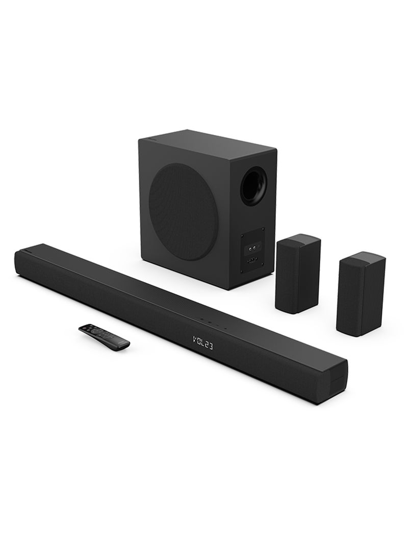 5.1 Channel Soundbar With 6.5-inch Wireless Subwoofer, 540W Max Audio Power, 5.3 Wireless Bluetooth, Powered By DTS Virtual:X, Ezplay,Tvmode, HDMI ARC/Optical/AUX/USB HS5100 Black