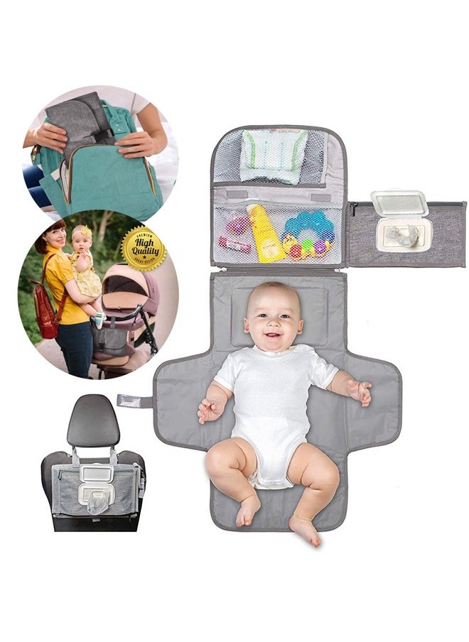 Baby Portable Changing Pad with Wipes Pocket for Diaper Bag Wipeable Waterproof Newborn Travel Mat Shower Gifts