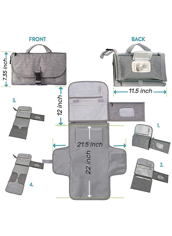 Baby Portable Changing Pad with Wipes Pocket for Diaper Bag Wipeable Waterproof Newborn Travel Mat Shower Gifts