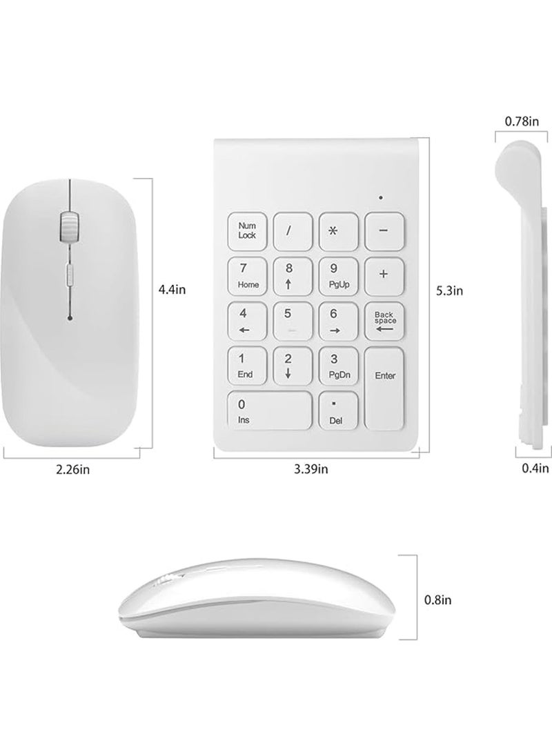 Wireless Numeric Keypad, Mini 2.4G 18 Keys Number Pad, Portable Silent Financial Accounting Numeric Keypad Keyboard Extensions with Wireless Mouse for Laptop, PC, Desktop, Notebook.