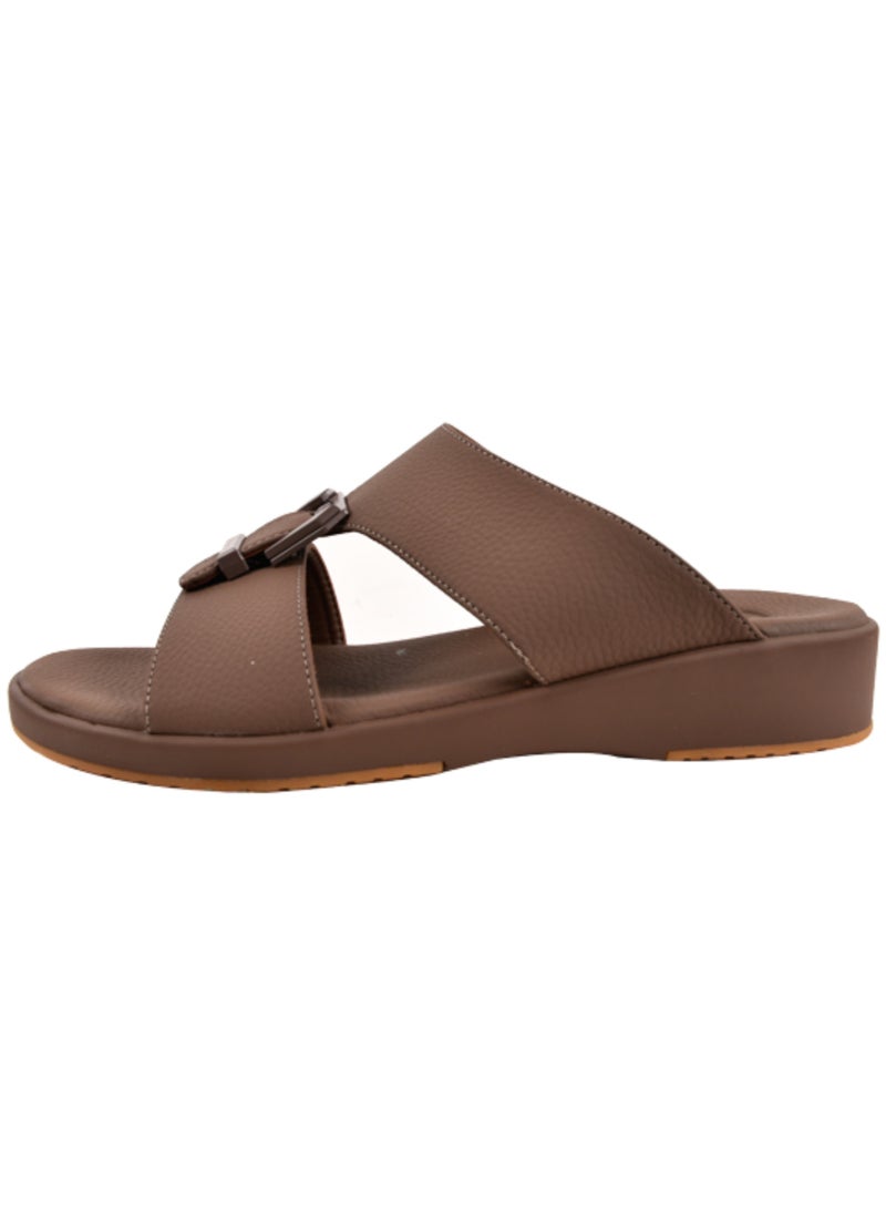 Mens  Dual Textured Strap Sandal Coffee