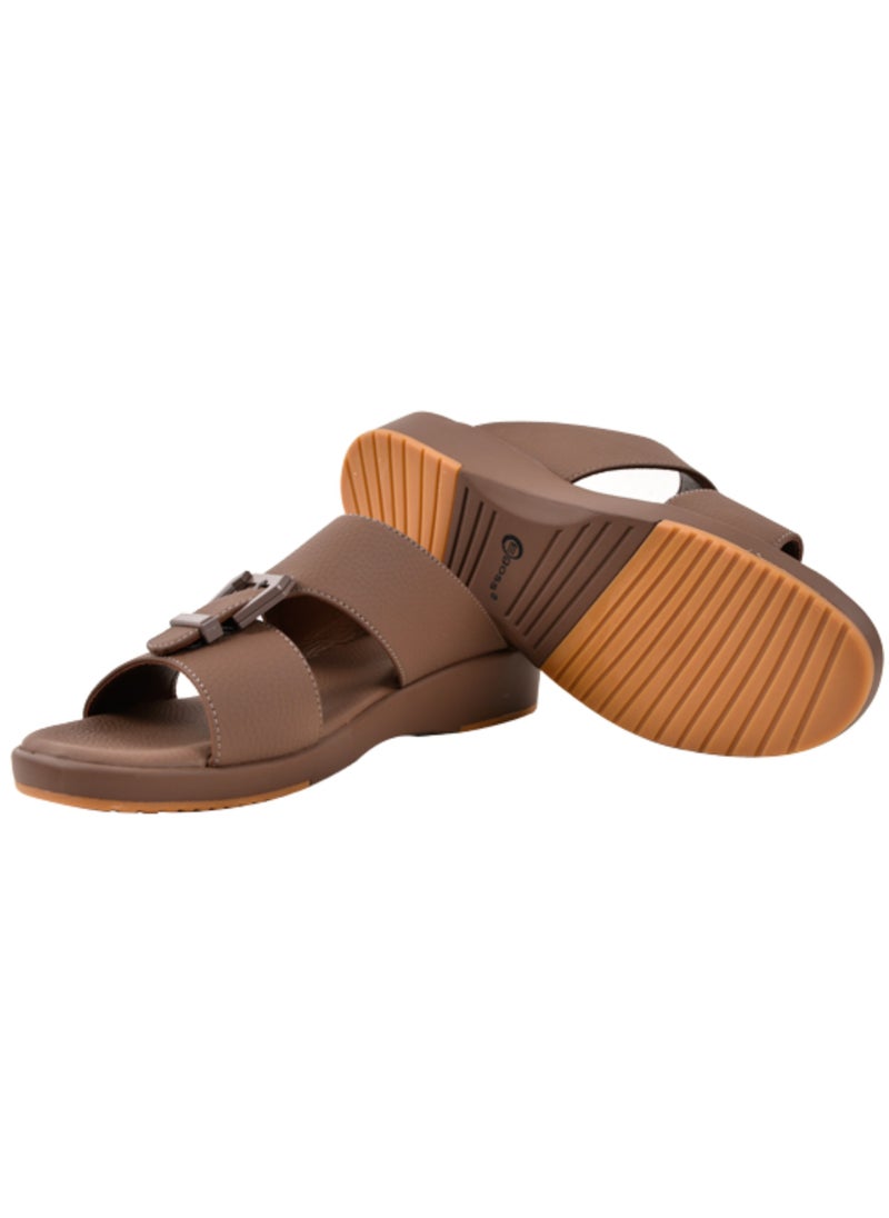 Mens  Dual Textured Strap Sandal Coffee