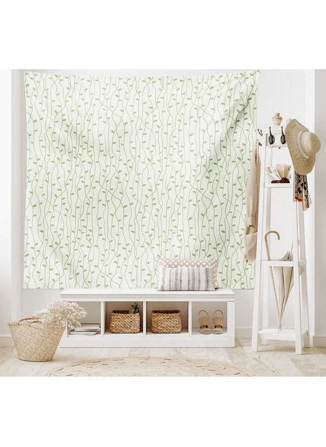 Green And Beige Tapestry Queen Size Green Leaves On Skinny Tangled Sprigs Fresh Nature Theme Foliage Wall Hanging Bedspread Bed Cover Wall Decor Queen Size Pistachio Green