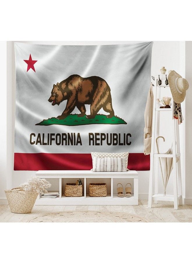 American Tapestry Twin Size California Historical Bear Flag Lone Star Of Texas Nature Freedom Independence Wall Hanging Bedspread Bed Cover Wall Decor Twin Size Multicolor