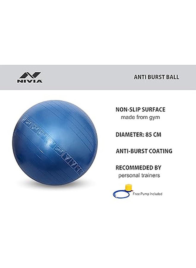 Unisex Adult AntiBurst Ball | With Footpump | 75 CM | Polyvinyl Chloride (PVC)  | Round Shape for Exercise, Workout, Home Gym Equipment