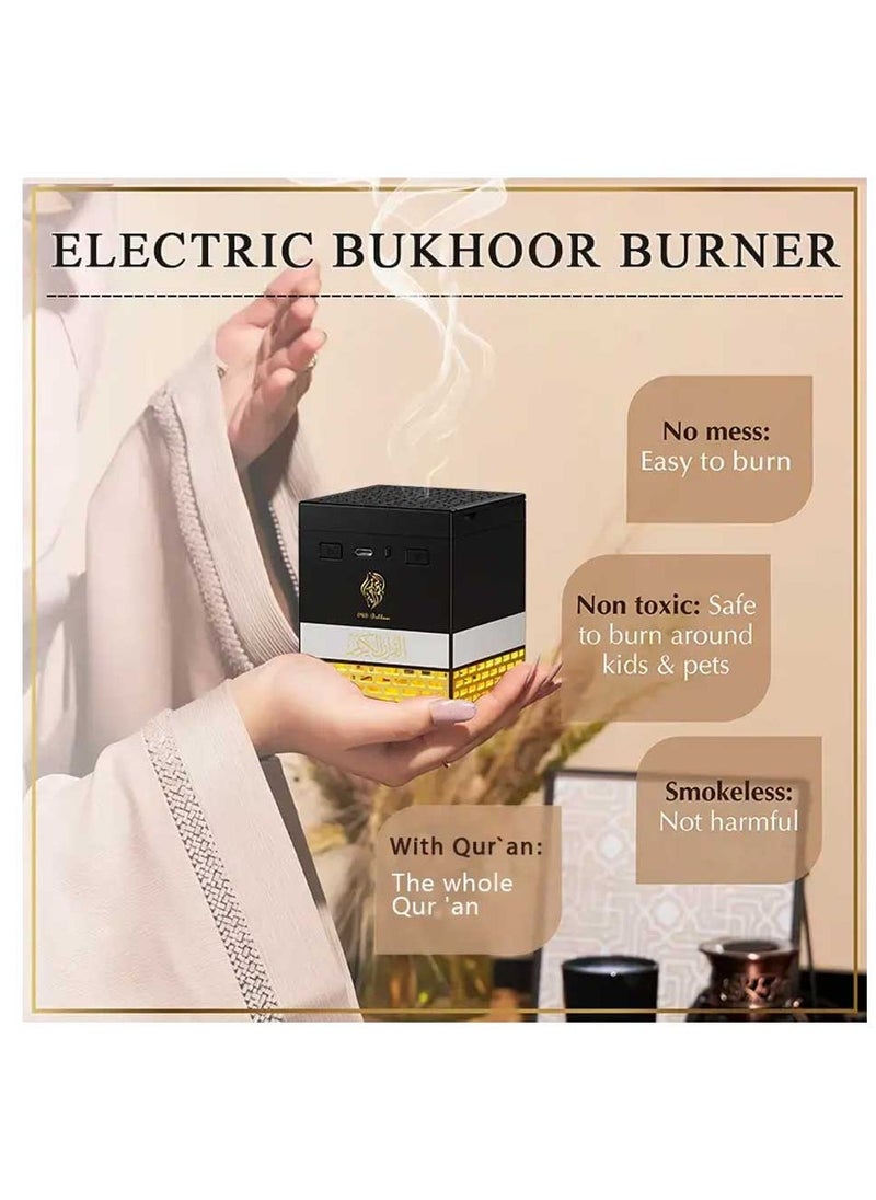 Multi-LED Light Bakhoor Rechargeable Incense Oud Burner with Full Quran Muslim Speaker Remote and App Control