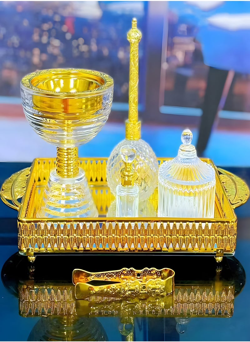 Elegant Design Glass Incense Burner Set Arabic Oud Holder for Home and Office Fragrance