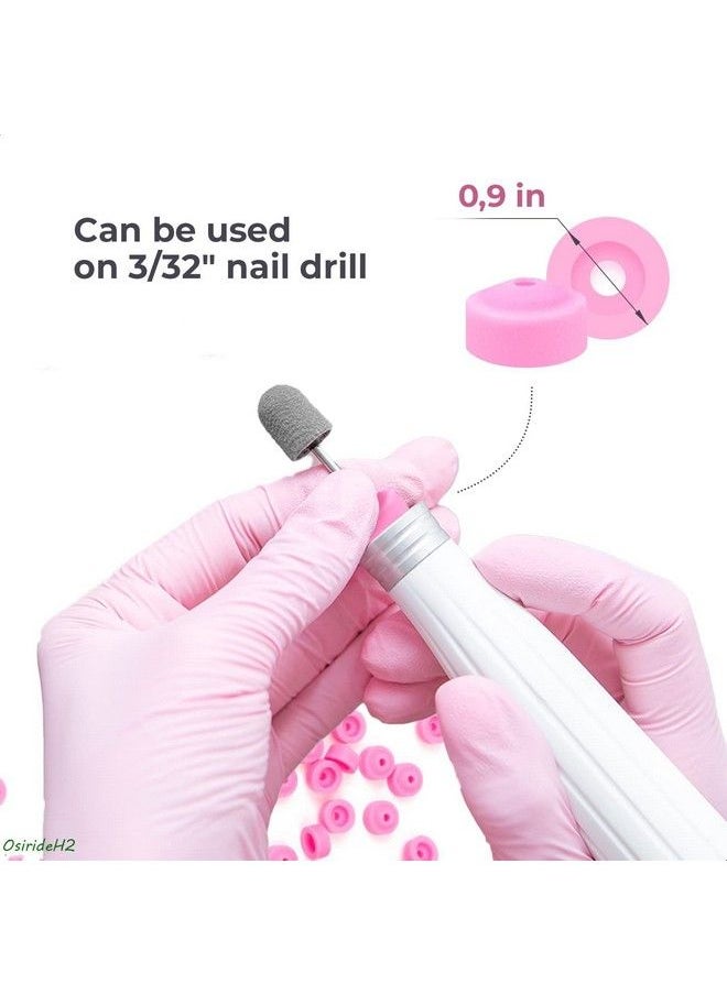 Osirideh225Pcs Professional Nail Drill Bits Pink Nail Tech Supplies Electric Nail Filer Plastic Capnail Art Tools Drill Dust Collector Dust Stopper Nail Drill Bit Pink Drill Nail Dust Collectos