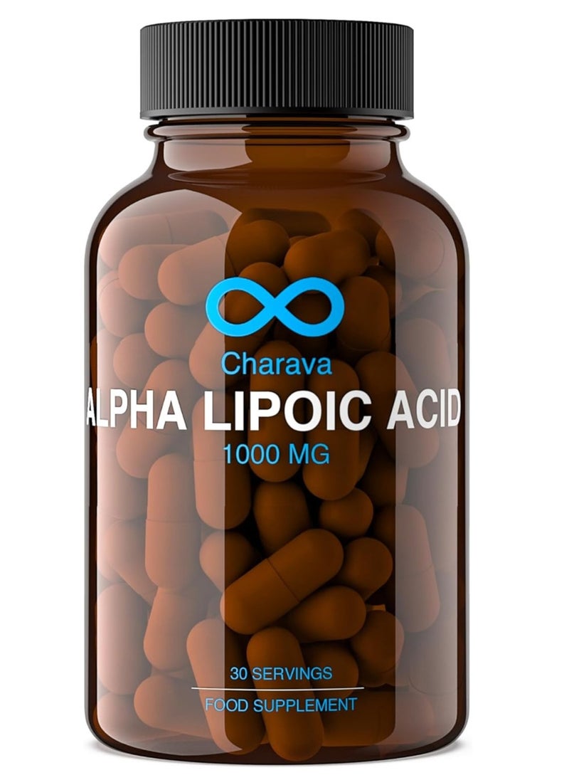 Charava Alpha Lipoic Acid 1000mg | High Strength ALA Supplement | 30 Servings | 99%+ Purified | Vegan | UK Based