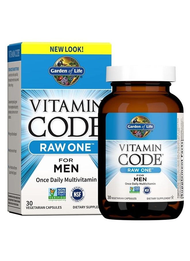 Vitamin Code Raw One for Men, Once Daily Multivitamin for Men, One a Day Mens Vitamins Plus Fruit, Veggies & Probiotics for Mens Health, Vegetarian Mens Multivitamins, 30 Capsules