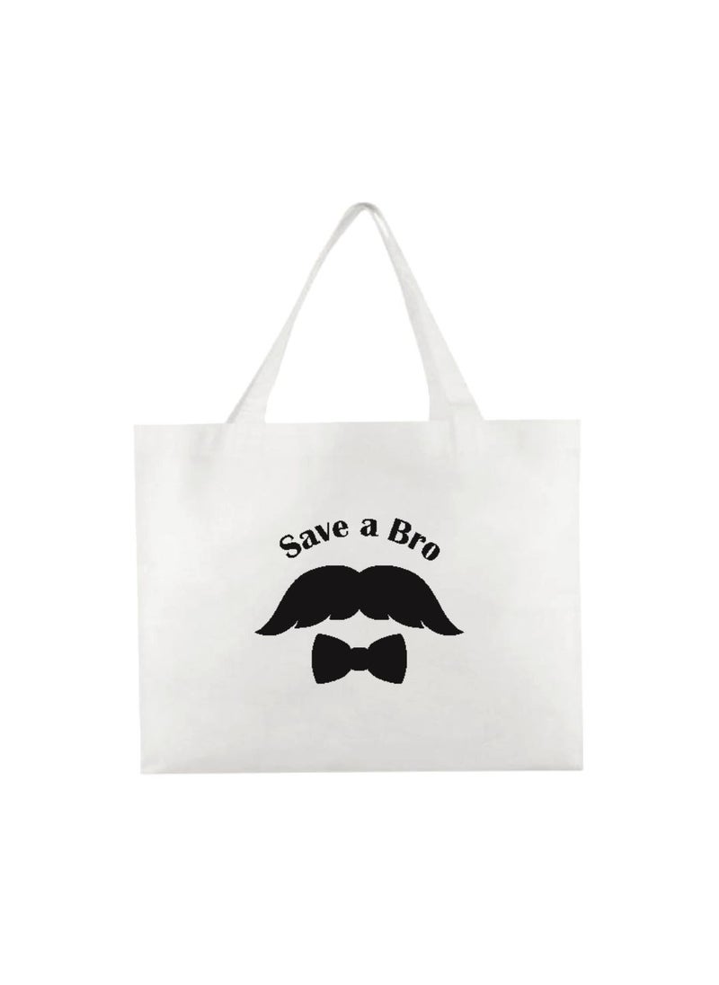 Movember A4 Non-Woven Reusable White Tote Bag With Stylish Mustache Design–Eco-Friendly,Durable And Lightweight Ideal For Movember Awareness Campaigns