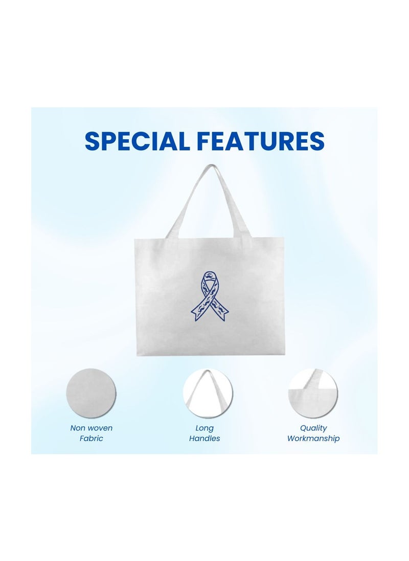 Movember A4 Non-Woven Reusable White Tote Bag With Stylish Mustache Design–Eco-Friendly,Durable And Lightweight Ideal For Movember Awareness Campaigns