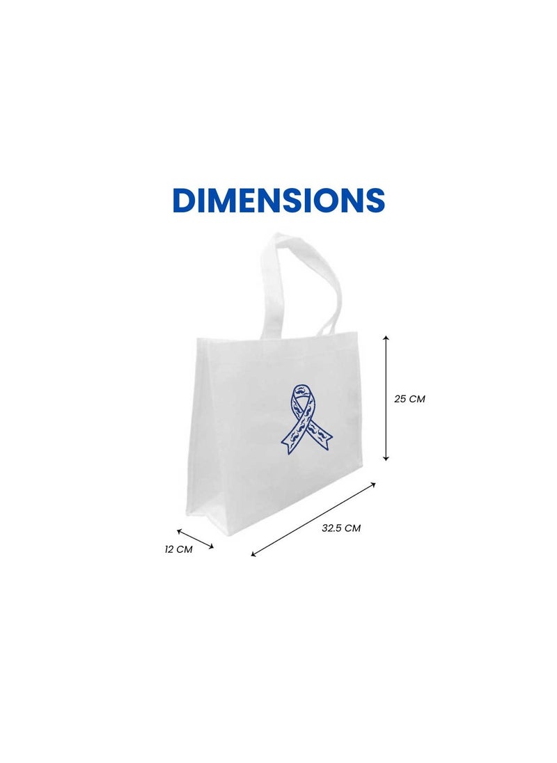 Movember A4 Non-Woven Reusable White Tote Bag With Stylish Mustache Design–Eco-Friendly,Durable And Lightweight Ideal For Movember Awareness Campaigns