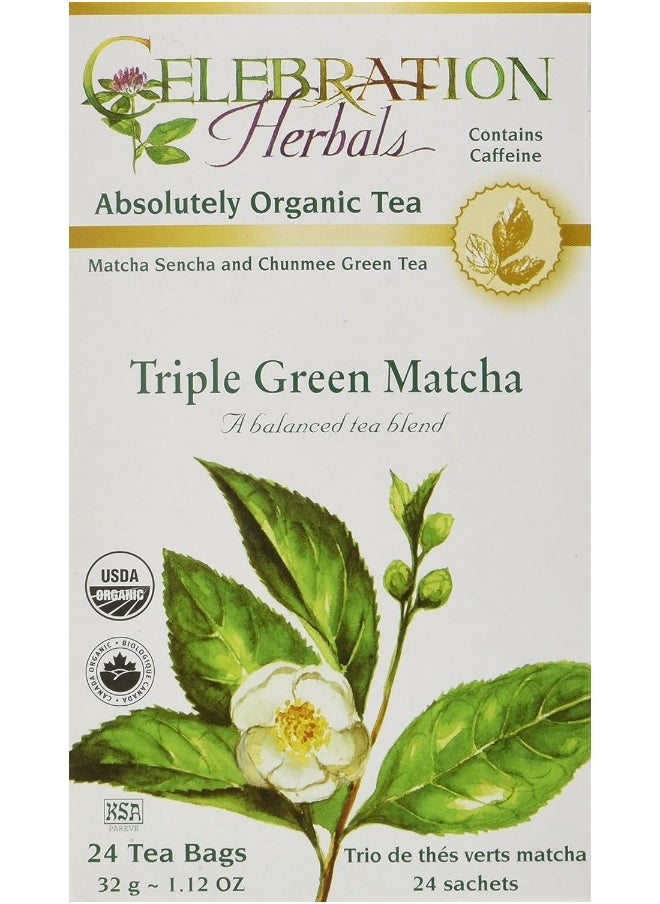 CELEBRATION HERBALS Triple Green Matcha Tea Org 24 Bag, 0.02 Pound