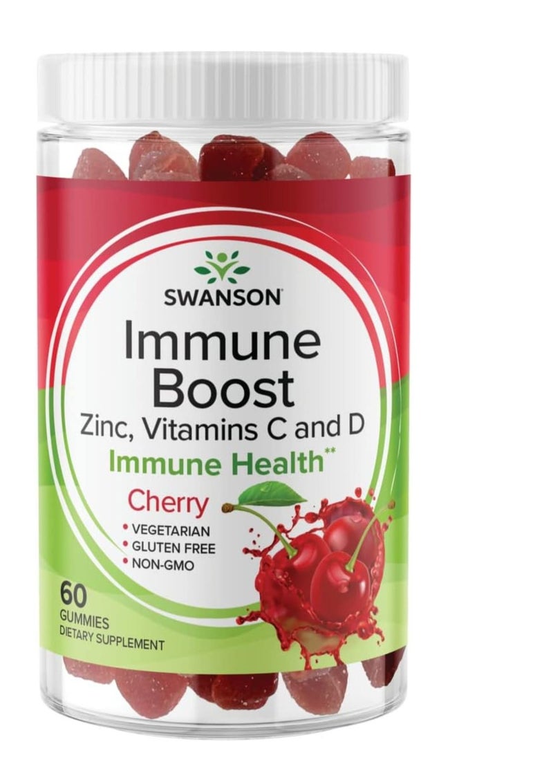 Immune Boost Gummies , Zinc and Vitamin C & D - Cherry 60 Gummies