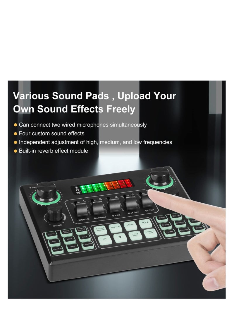 Live Sound Card Audio Mixer, Bluetooth Audio Mixer, Podcast Audio Interface with DJ Mixer Effects, Podcast Production Studio Equipment, Prefect for Streaming/Podcasting/Gaming