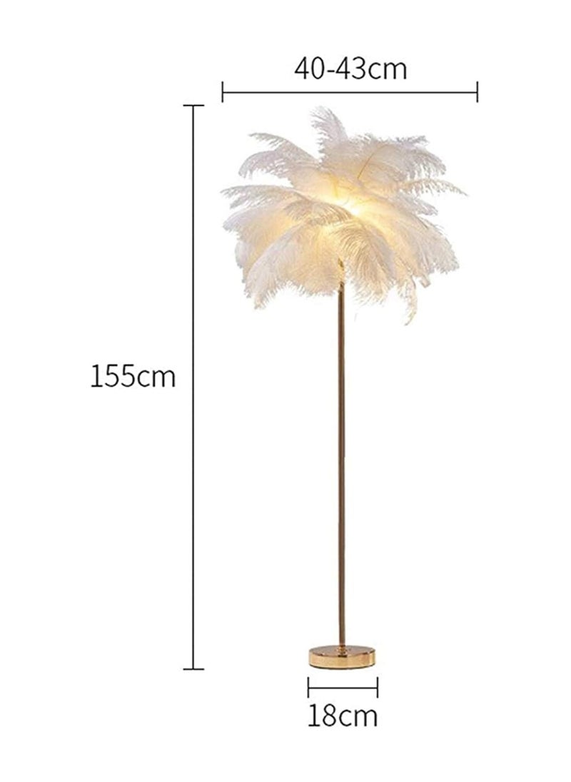 Nordic Luxury Feather Floor Lamp Modern Led Lamp Natural Feathers Floor Light with 3 Color Dimmable for Bedroom Study Living Room Office Hallway