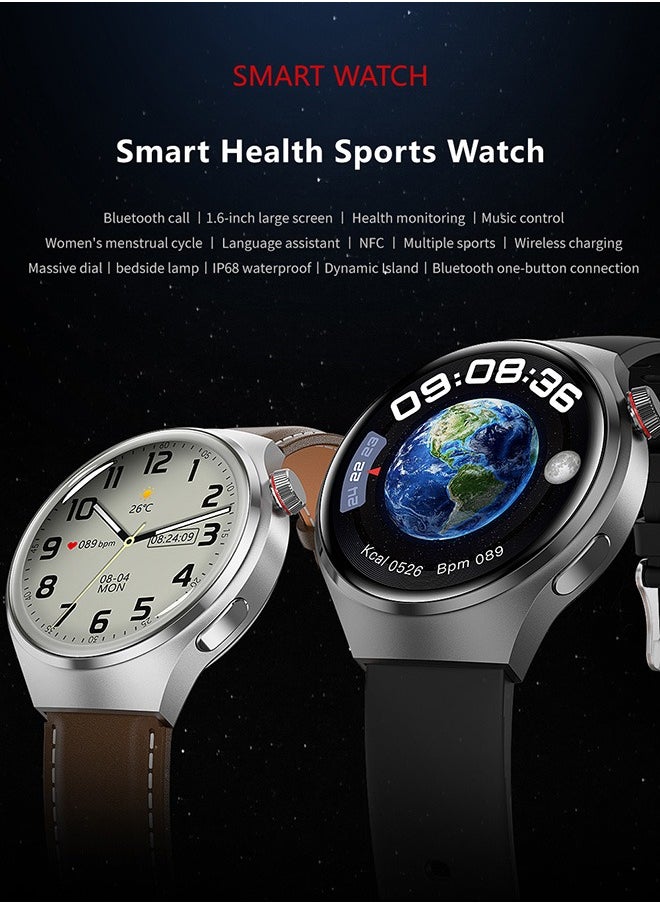 Men's Bluetooth Smartwatch Silver Metal Dial Color Delivery Silicone Strap Sports Waterproof Android Ios System Universal