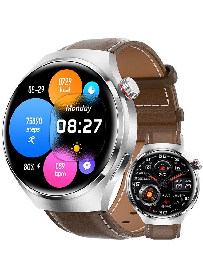 Men's Bluetooth Smartwatch Silver Metal Dial Color Delivery Silicone Strap Sports Waterproof Android Ios System Universal