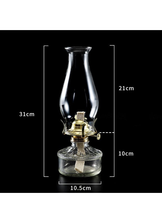 Adjustable Transparent Crystal Switch Indoor Lighting Decorative Outdoor Camping Oil Lamp