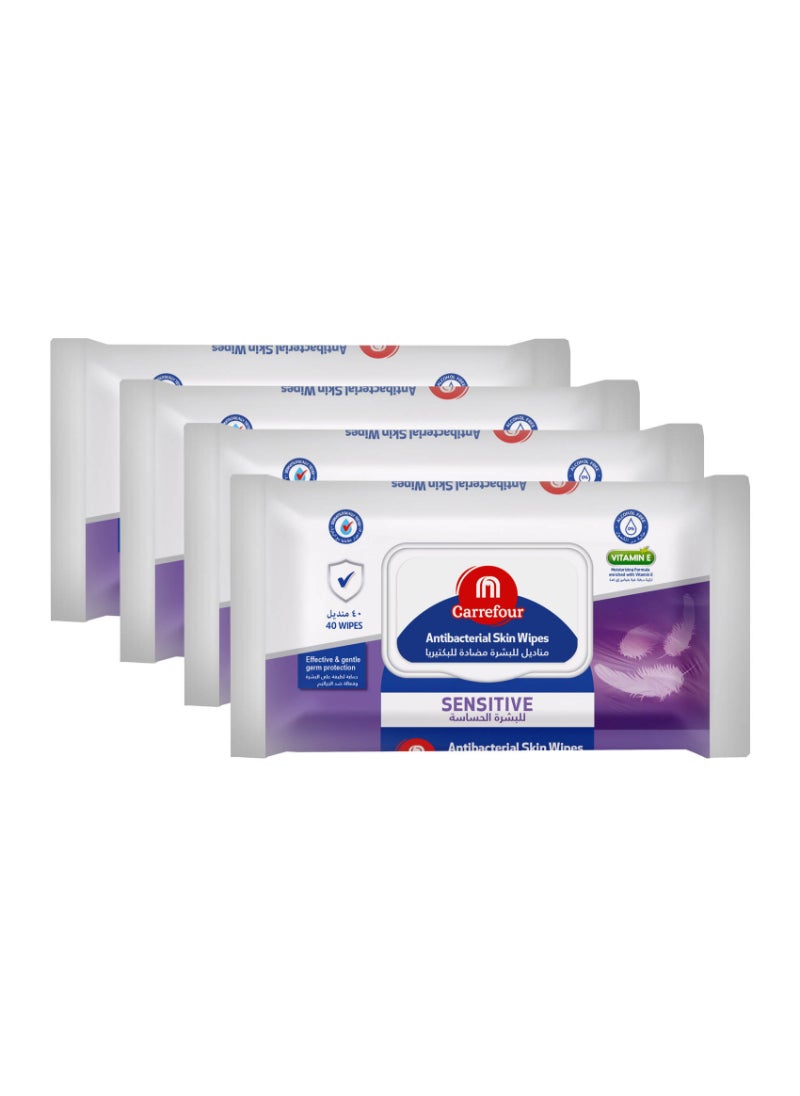 Anti-Bacterial Sensitive Skin 40 Wipes White Pack of 4