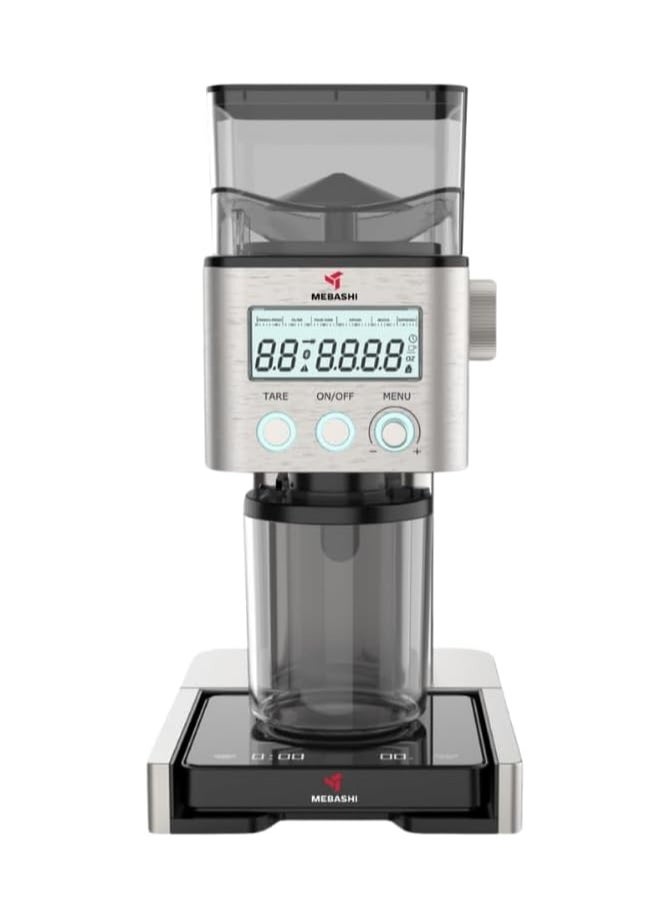 MEBASHI Coffee Grinder with Bluetooth Scale, 31 Settings, 150g Bean Capacity, Stainless Steel (ME-CG2301)(180W)