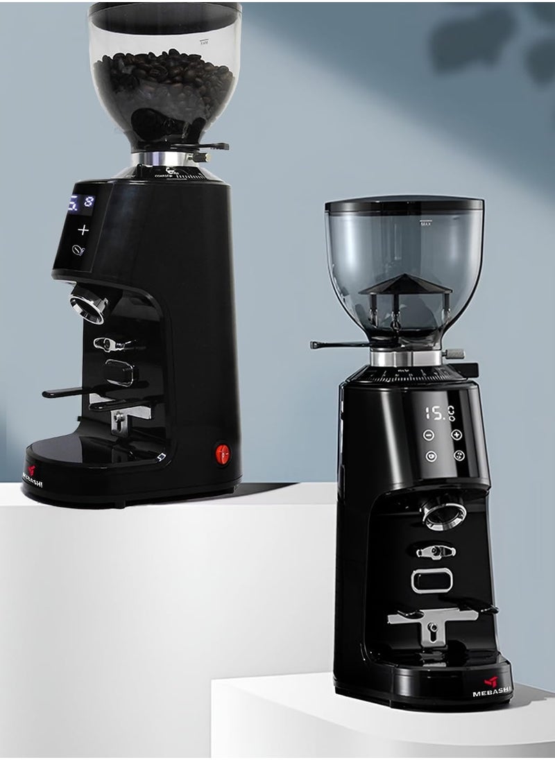 MEBASHI Coffee Grinder, Digital Touch Screen, 350g Capacity, 64mm Stainless Steel Flat Burr, 100 Grind Settings| IMD touch screen (ME-CG2300)(180W)