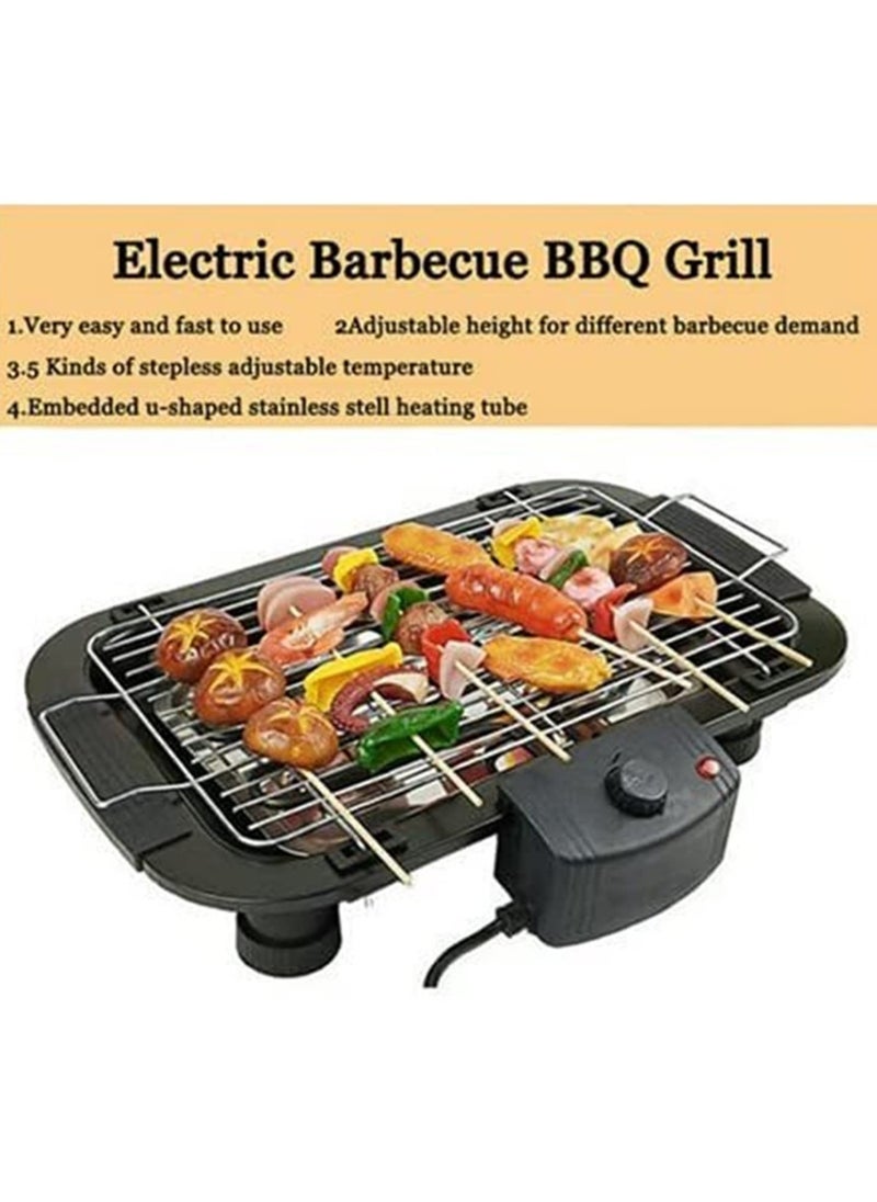 Portable Electric Grill with 5 Temperature Controls, Non-Stick BBQ Table Grill, Smokeless for Outdoor & Indoor Use