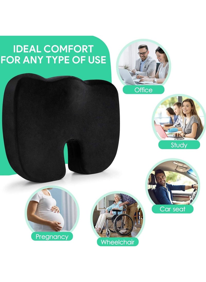 Gel Seat Cushion, Comfort Memory Foam Chair Cushions with Cooling Gel for Sciatica Coccyx Tailbone Back Pain Relief, Office Chair Cushion for Car, Wheelchair Airplane