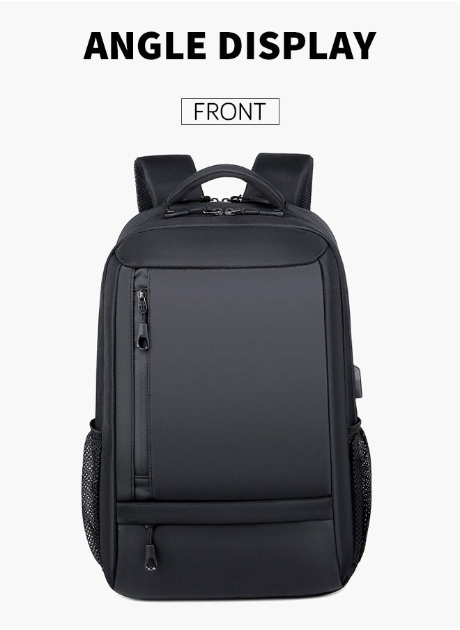 Versatile Waterproof School Bag with USB Charging Port for Men Perfect for Work Travel and Business Use Available in Black