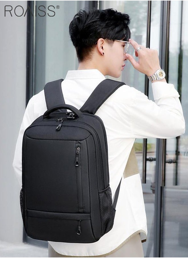 Functional Black Backpack with USB Port for Men Suitable for School Work Travel and Business Trips Waterproof Design