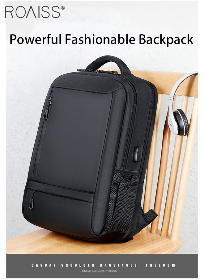 Versatile Black School Bag with USB Charging Port Perfect for Men on Work Travel and Business Flights