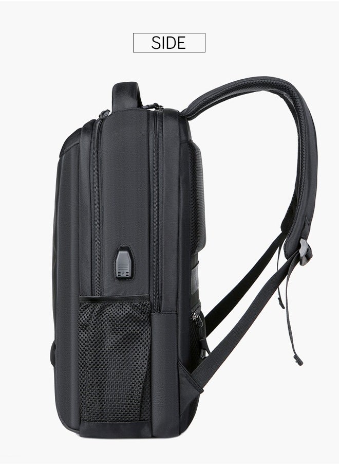 Stylish Waterproof Laptop Backpack with USB Port Ideal for Men Suitable for School Work Travel and Business in Black