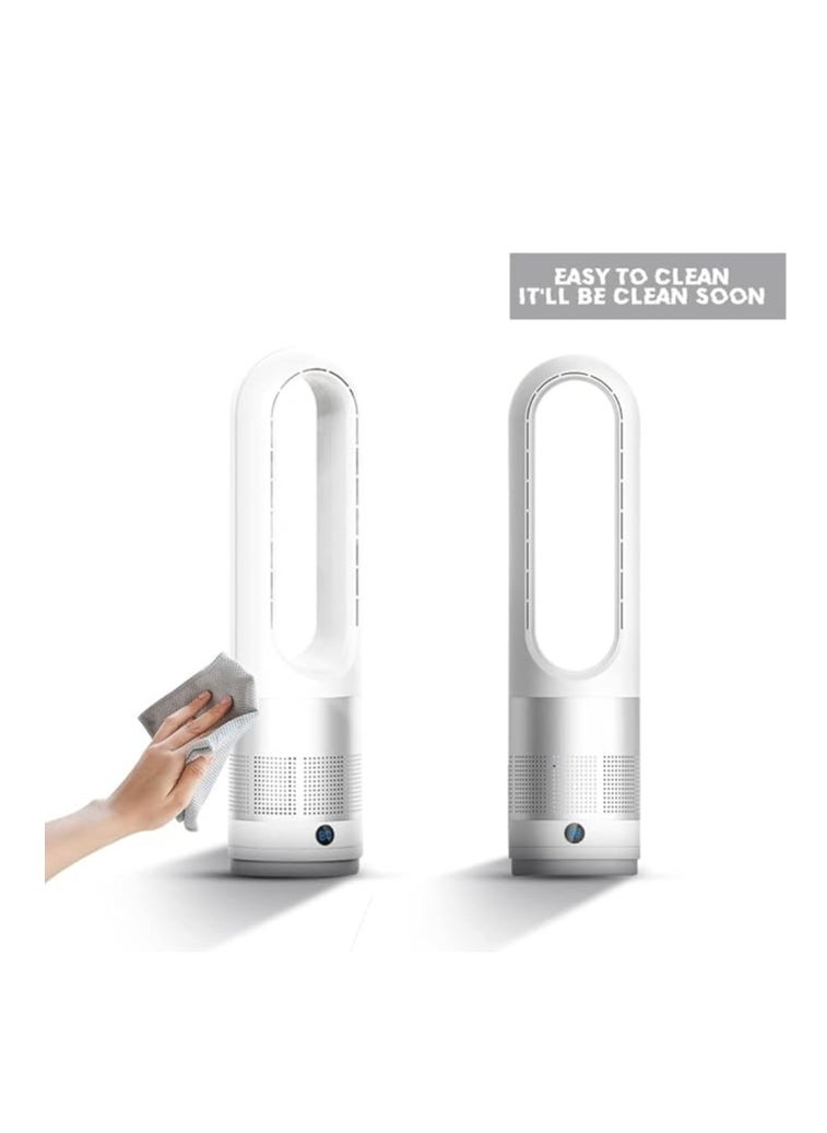 Coolbaby Adjustable Bladeless Fan Ultra Quiet Air Purification Tower Fan Remote Control Cycle white