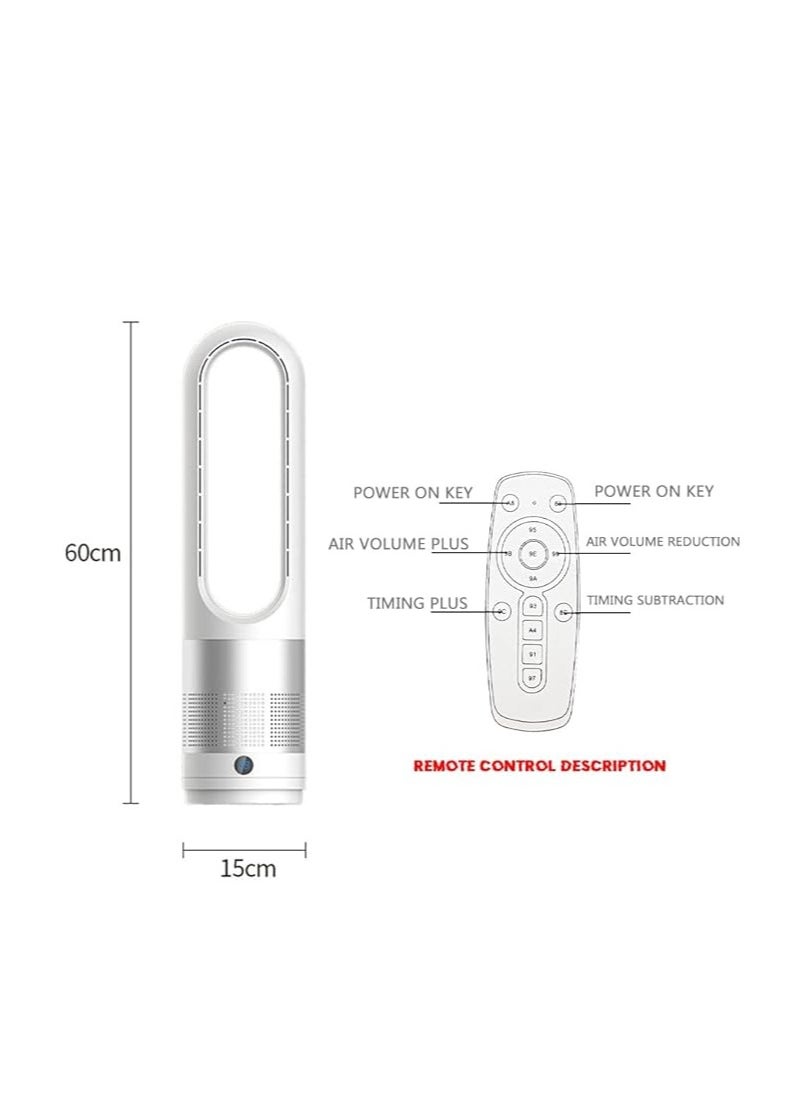 Coolbaby Adjustable Bladeless Fan Ultra Quiet Air Purification Tower Fan Remote Control Cycle white