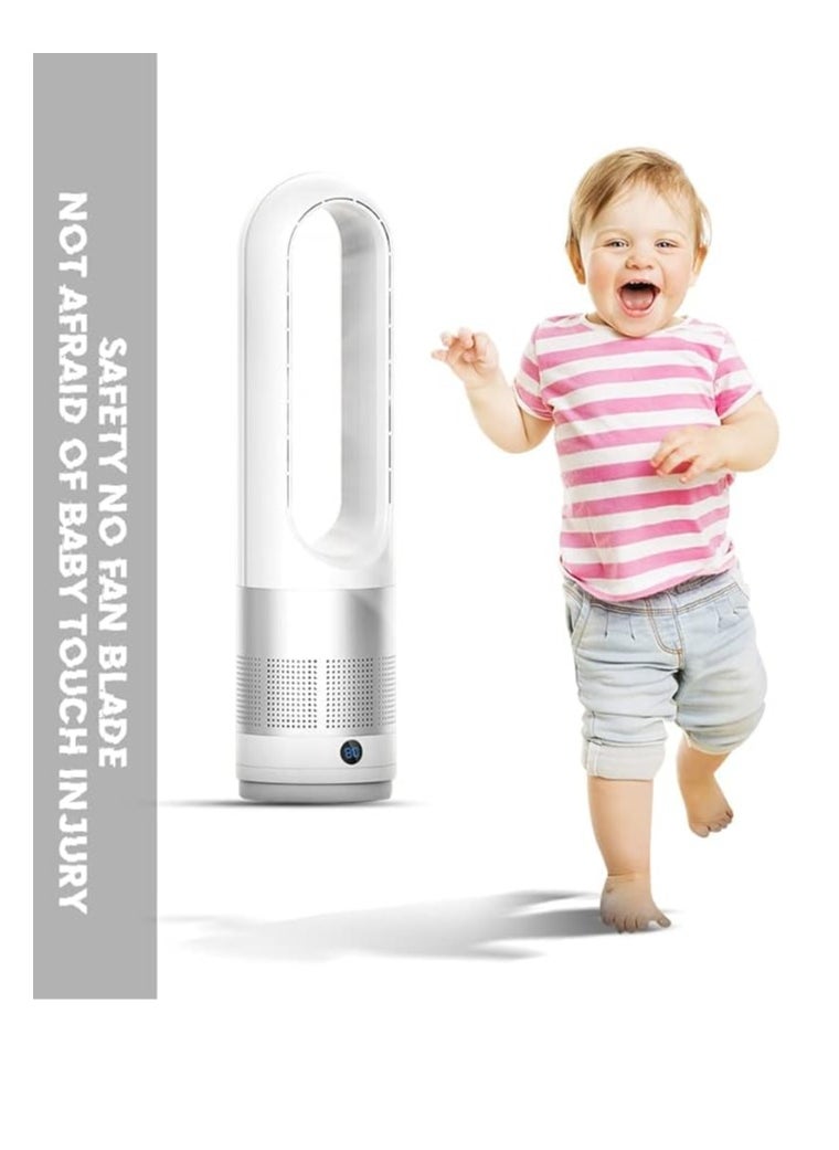 Coolbaby Adjustable Bladeless Fan Ultra Quiet Air Purification Tower Fan Remote Control Cycle white
