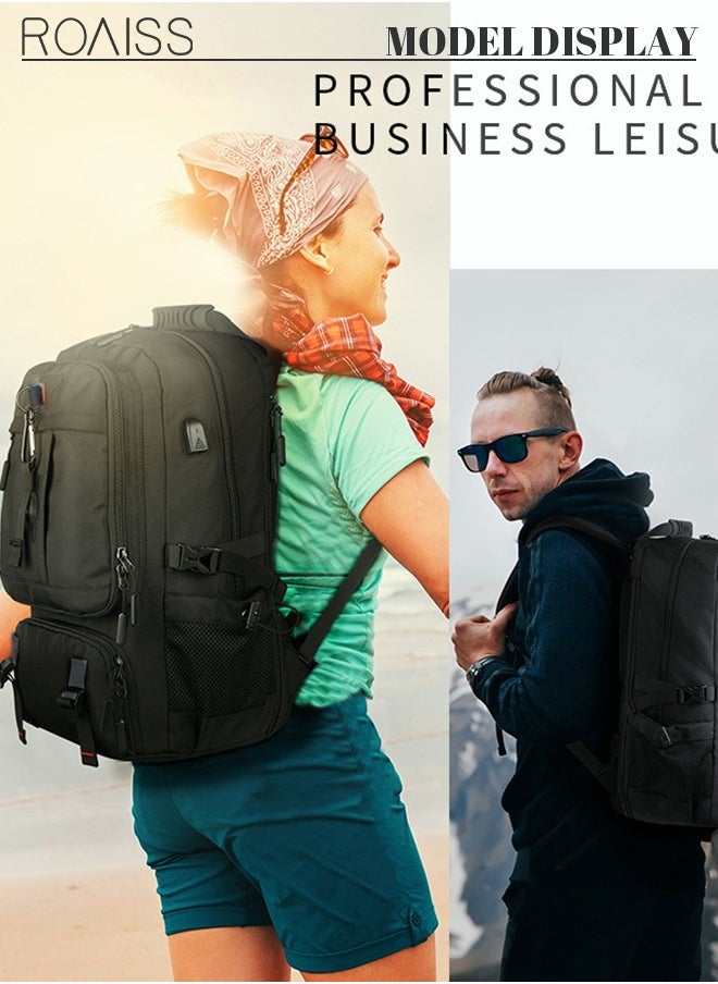 Versatile 60L Hiking Backpack with Separate Shoe Compartment: Unisex Large Capacity Expandable Luggage Bag with USB Port Perfect for Sports Travel Outdoor Adventures Business Trips and Work