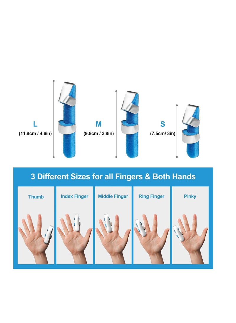 Finger Splint, Set of 3 Sizes Broken Thumb & Finger Brace Support, Metal Stabilizer for Fractures, Strains, Sprains & Arthritis Pain Relief Adults & Children