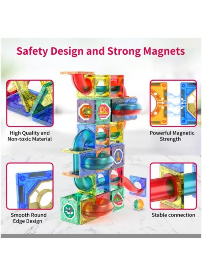 Magnetic Tiles Marble Run Race Track Magnet Building Block for Kids 150 Pieces STEM Learning Construction Toys Gifts for Boys Girls Age 3 and Up